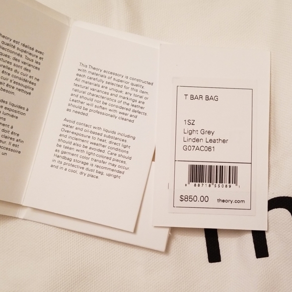 🆕️Theory T Bar leather bag, light grey - Picture 6 of 8